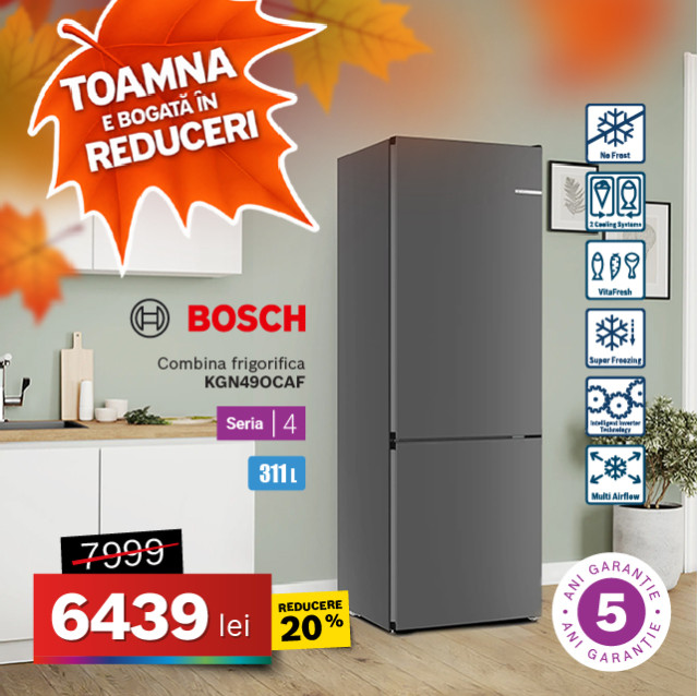 Combina frigorifica Bosch KGN49OCAF, No Frost, Seria 4, 203 cm
