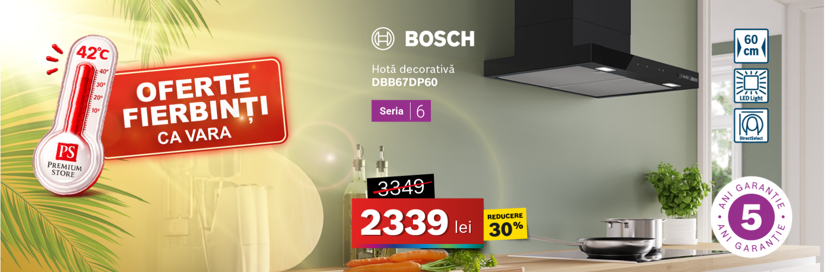 Hotă decorativă DBB67DP60, 60 cm, Seria 6