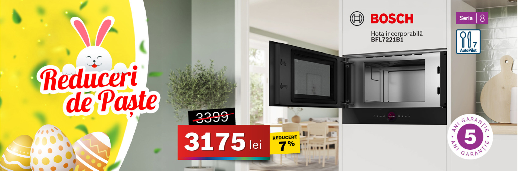 Cuptor cu microunde Bosch BFR7221B1, încorporabil, Seria 8