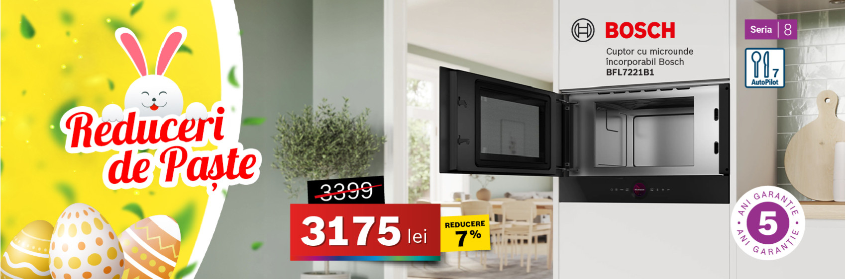 Cuptor cu microunde Bosch BFR7221B1, încorporabil, Seria 8