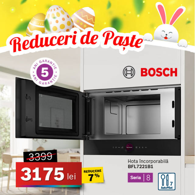 Cuptor cu microunde Bosch BFR7221B1, încorporabil, Seria 8