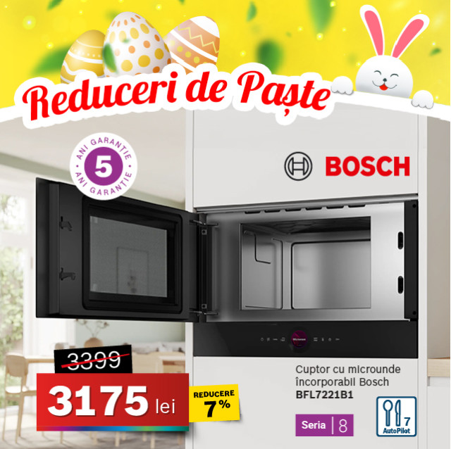 Cuptor cu microunde Bosch BFR7221B1, încorporabil, Seria 8