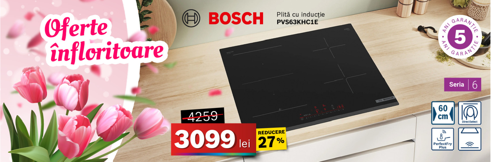 Plită cu inducție Bosch PVS63KHC1E, Seria 6