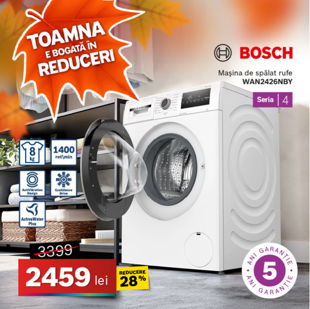 Mașina de spălat rufe Bosch WAN2426NBY, Seria 4, 8 kg