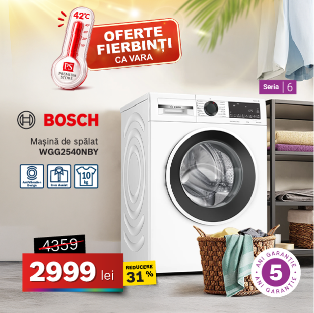 Mașină de spălat Bosch WGG2540NBY, Seria 6, 10 kg