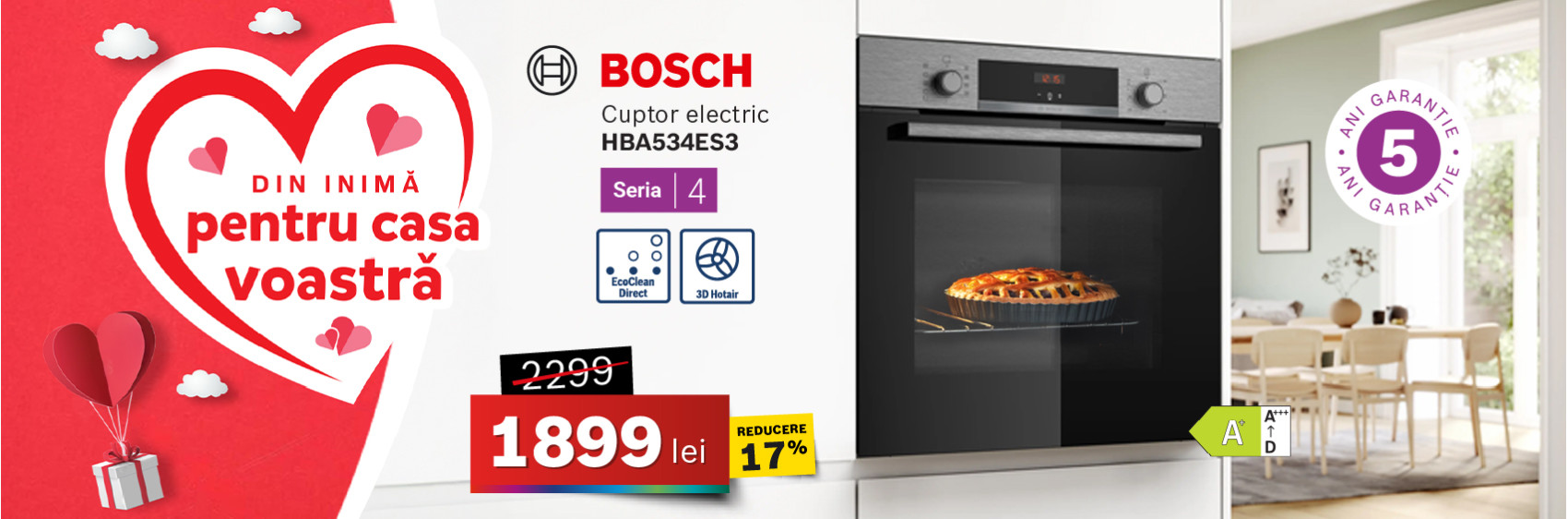 Cuptor electric Bosch HBA534ES3, Seria 4