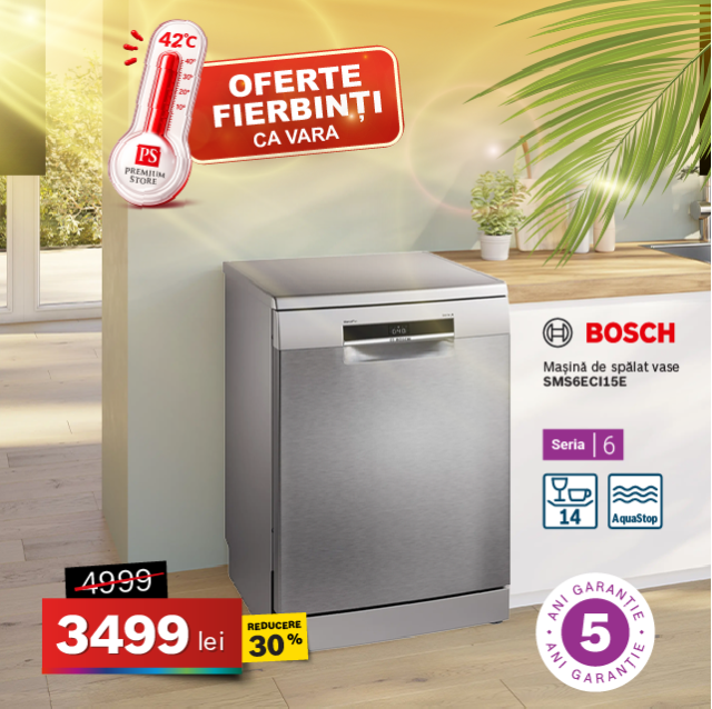 Masină de spălat vase Bosch SMS6ECI15E, 14 seturi, 60 cm
