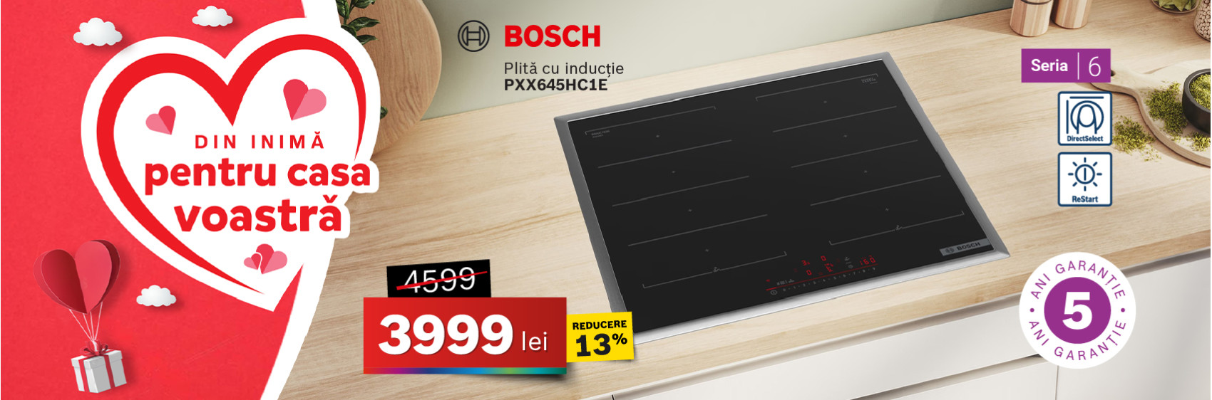 Plită cu inducție Bosch PXX645HC1E, Seria 6