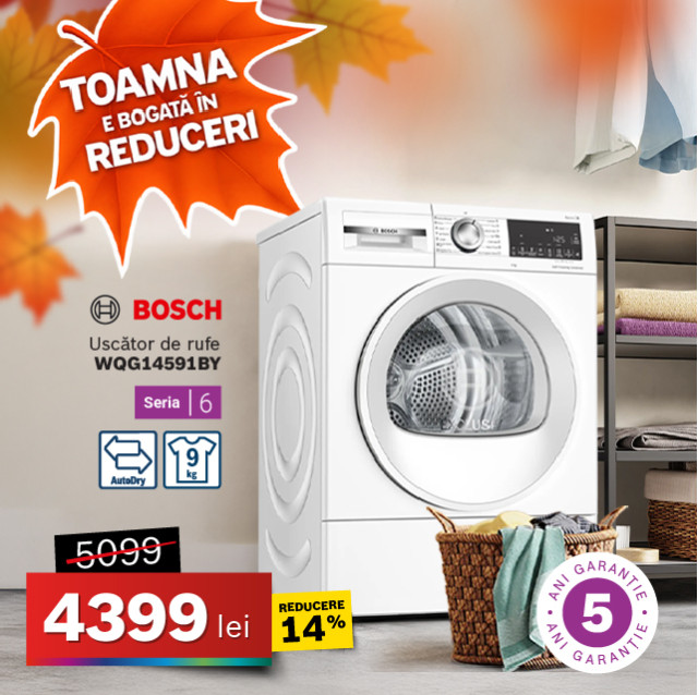 Uscător de rufe Bosch WQG14591BY, Seria 6, 9 kg