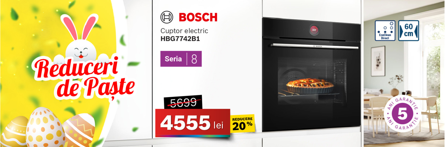 Cuptor electric Bosch HBG7742B1, Seria 8
