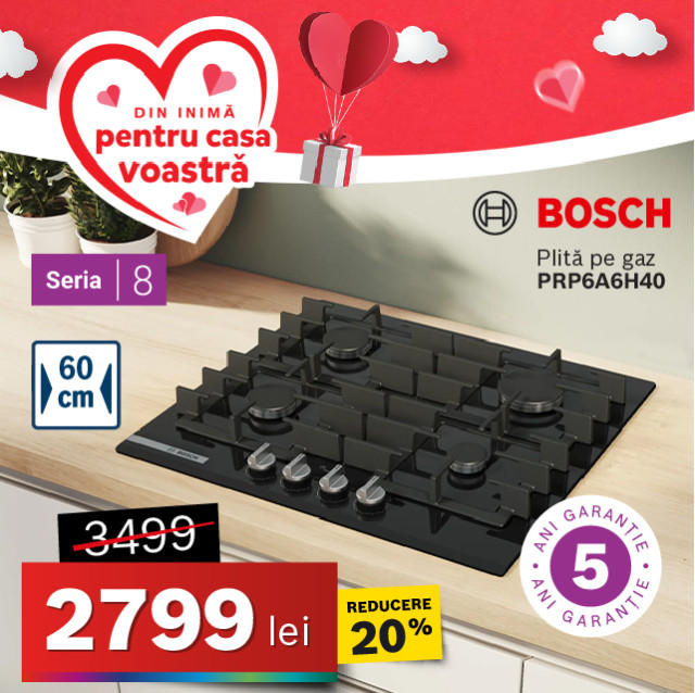 Plită pe gaz Bosch PRP6A6H40, Seria 8