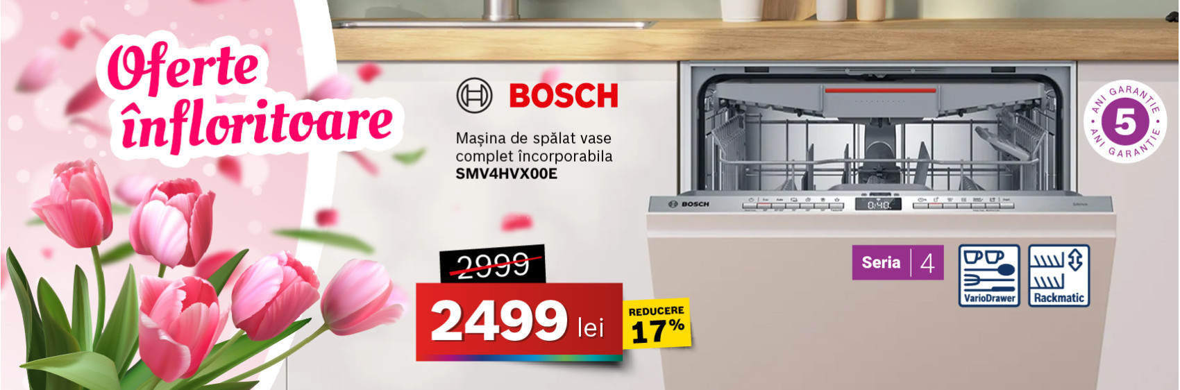 Mașină de spălat vase Bosch SMV4HVX00E, 14 seturi
