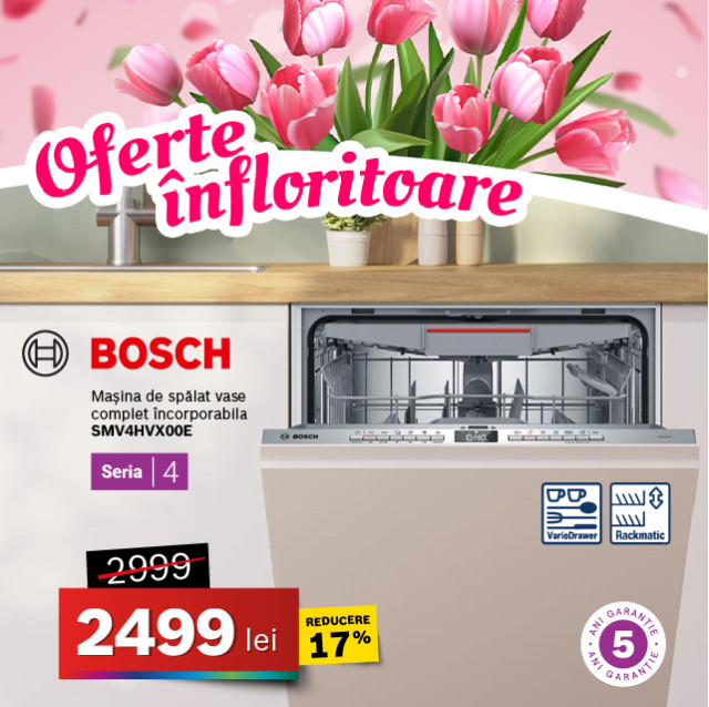 Mașină de spălat vase Bosch SMV4HVX00E, 14 seturi