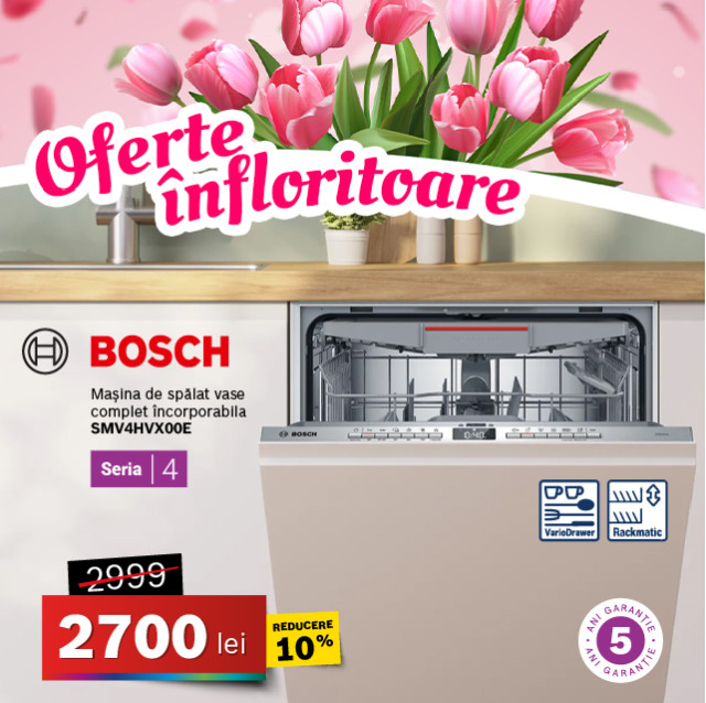 Mașină de spălat vase Bosch SMV4HVX00E, 14 seturi