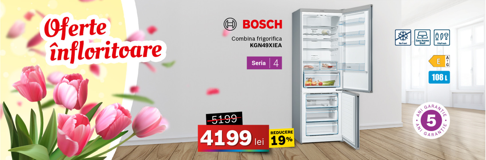 Combina frigorifica Bosch KGN49XIEA No frost seria 4 203 cm