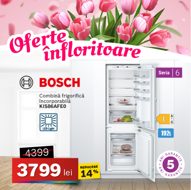 Combină frigorifică Bosch KIS86AFE0 incorporabilă, Low Frost