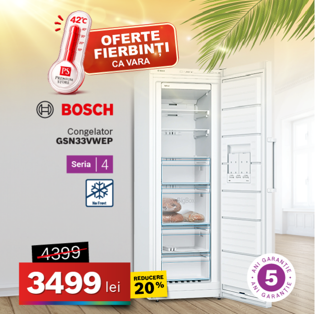 Congelator Bosch GSN33VWEP, No Frost, Seria 4, 176 cm