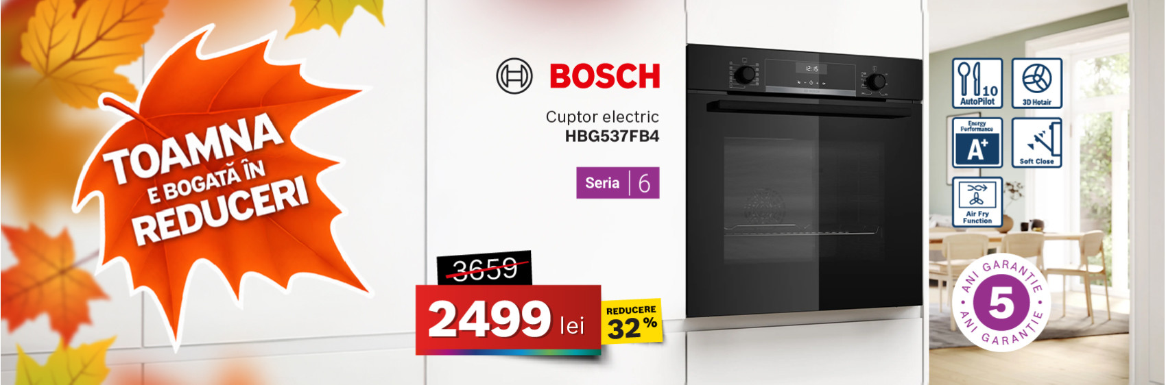 Cuptor electric Bosch HBG537FB4, Seria 6