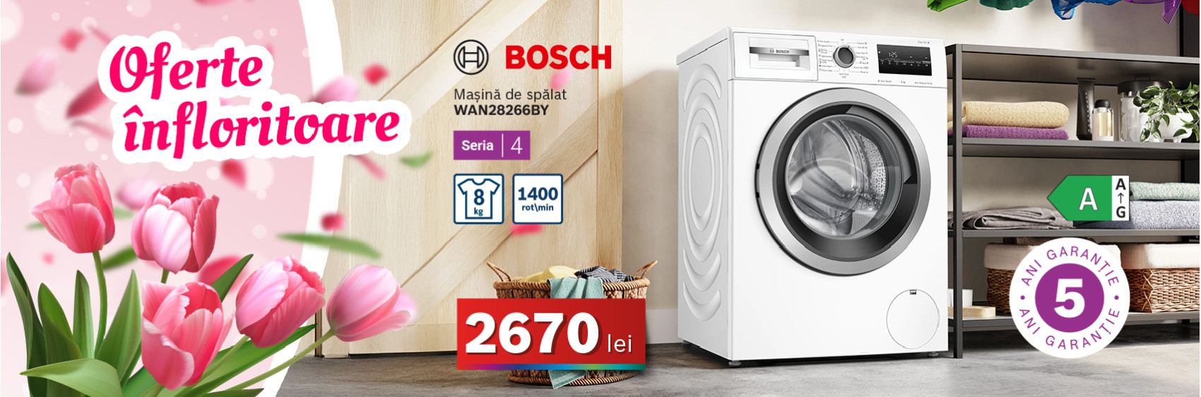 Mașină de spălat Bosch WAN28266BY, 8 kg, Seria 4