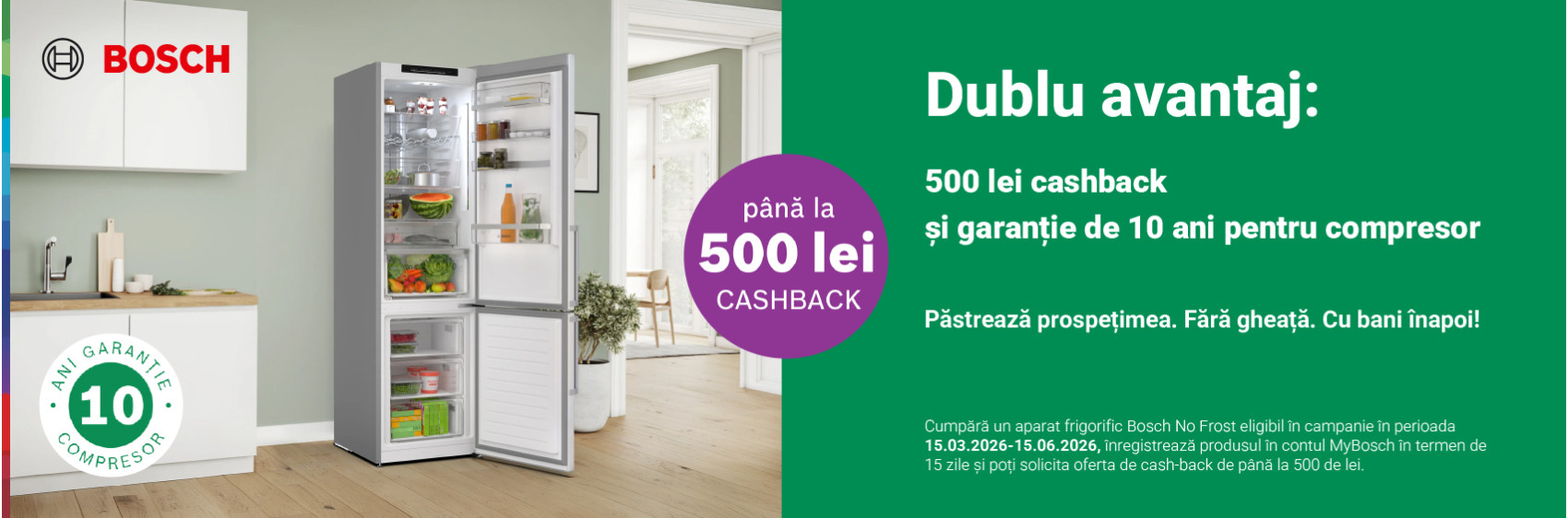 Dublu avantaj: 500 lei cashback și garanție de 10 ani