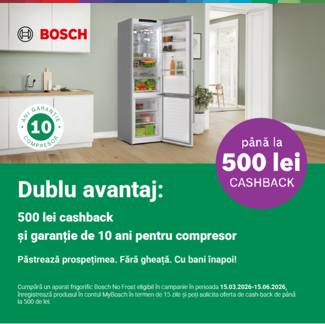 Dublu avantaj: 500 lei cashback și garanție de 10 ani