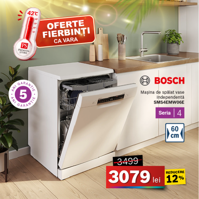 Masina de spalat vase Bosch SMS4EMW06E independenta 14 seturi