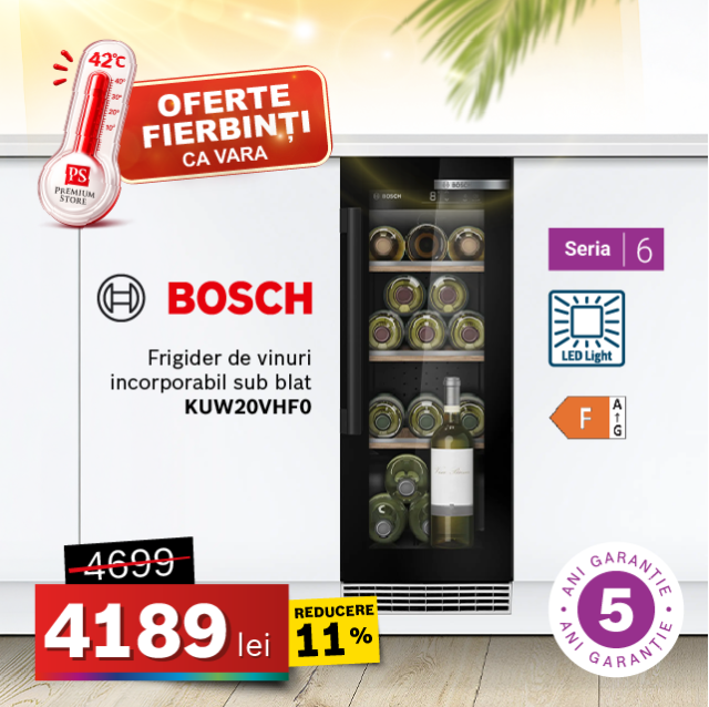 Frigider de vinuri incorporabil sub blat Bosch, Seria 6