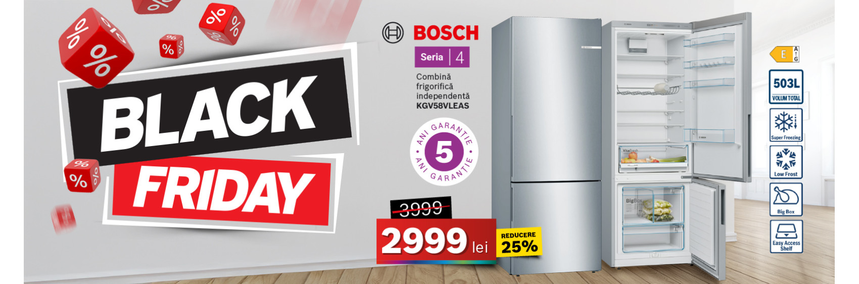 Combina frigorifica Bosch KGV58VLEAS