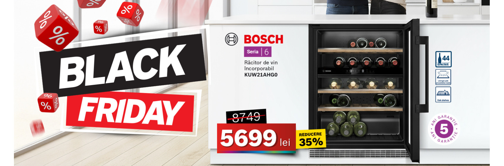 Frigider de vinuri incorporabil sub blat Bosch KUW21AHG0