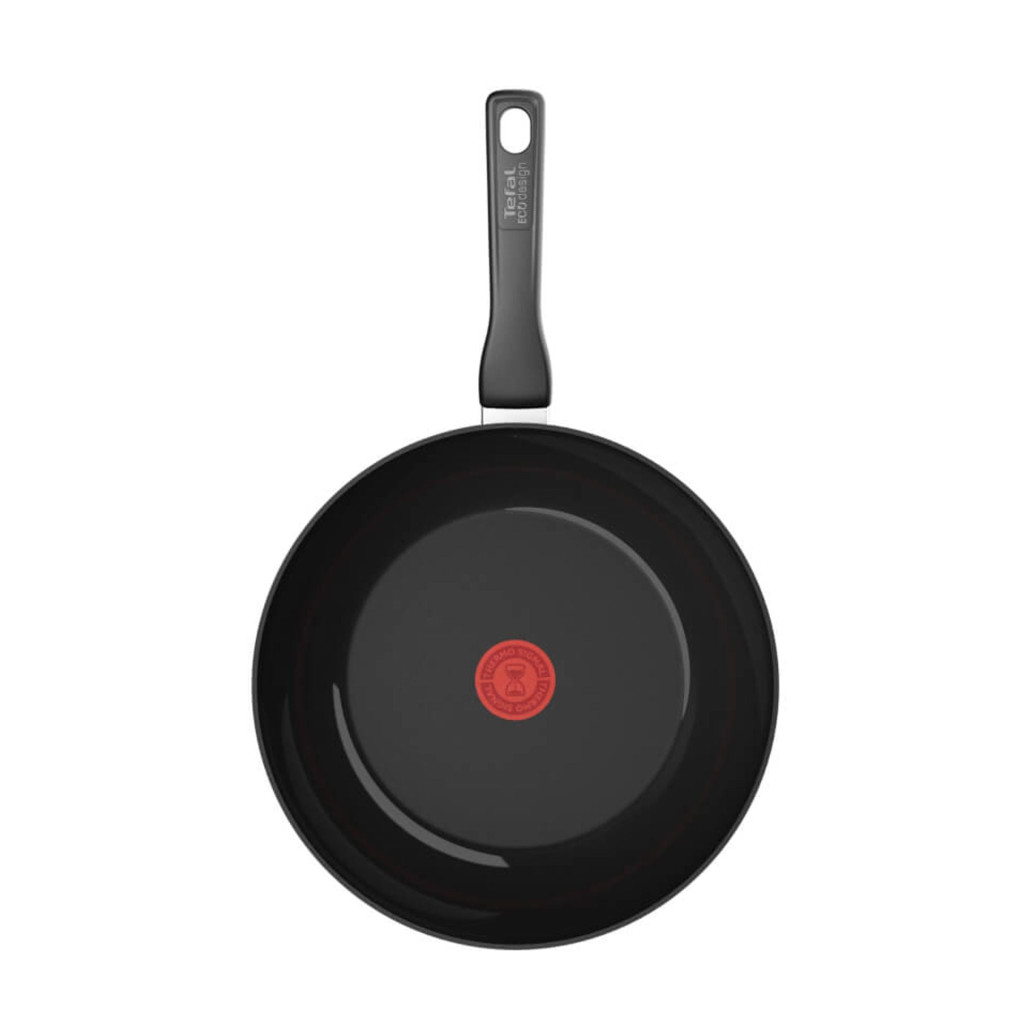 Tigaie wok Tefal Renew de 28 cm C4321923, 100% aluminiu reciclat, indicator Thermo-Signal, compatibil cu inducția, înveliș ceramic, negru -  Tefal C4321923 imagine 1