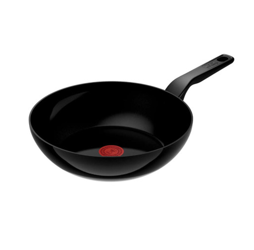 Tigaie wok Tefal Renew de 28 cm C4321923, 100% aluminiu reciclat, indicator Thermo-Signal, compatibil cu inducția, înveliș ceramic, negru -  Tefal C4321923 imagine