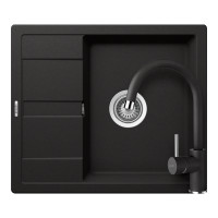 SETRD100PNERO  Chiuveta bucatarie Schock Ronda D-100 Cristalite Nero 580 x 500 mm, granit, reversibila, montare pe blat, negru + Baterie bucatarie Schock Plutos Cristalite Nero, aspect granit, cartus  SETRD100PNERO imagine 28788