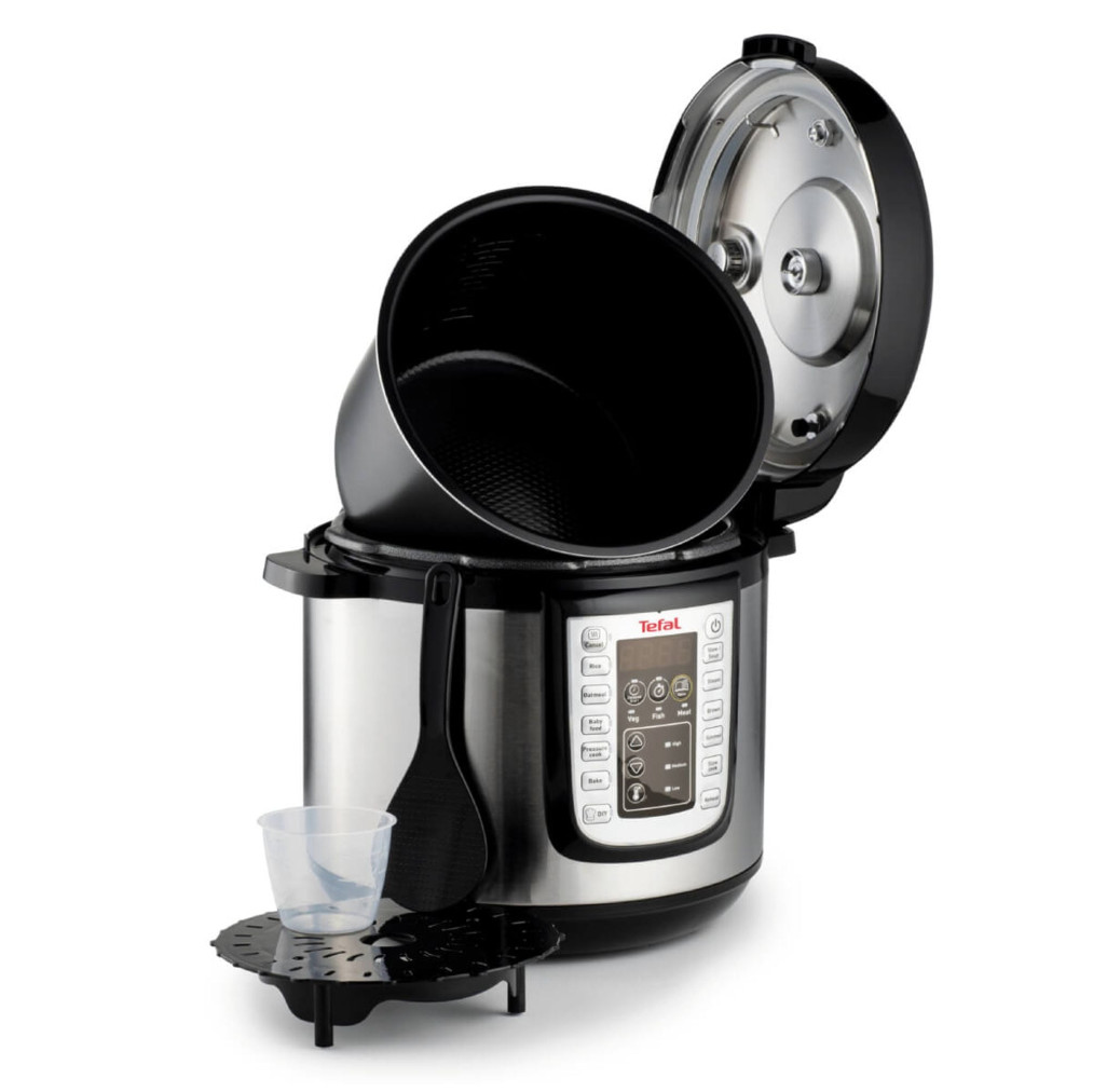 Oală sub presiune electrică Tefal One Pot CY505EE0, 1200W, 5.8L, 25 de programe, funcție păstrare la cald, temperatură - timp ajustabile, negru & argintiu -  Tefal CY505EE0 imagine 1