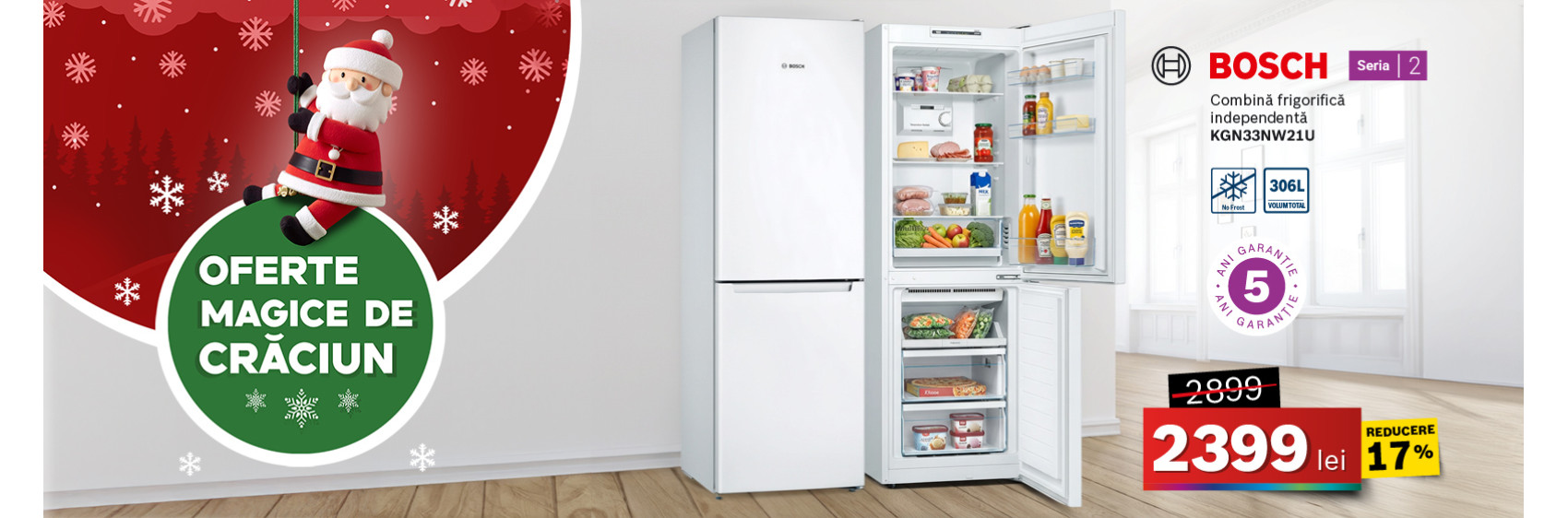 Combina frigorifica Bosch KGN33NW21U