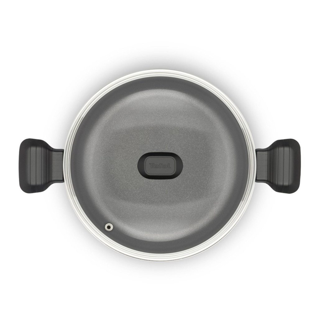 Oala cu capac Tefal So Intensive D5064662, 24 cm, aluminiu, invelis antiaderent Titanium Extra, capac din sticla, exterior emailat, negru -  Tefal D5064662  imagine 1