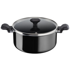 Oala cu capac Tefal So Intensive D5064662, 24 cm, aluminiu, invelis antiaderent Titanium Extra, capac din sticla, exterior emailat, negru D5064662  imagine 27147
