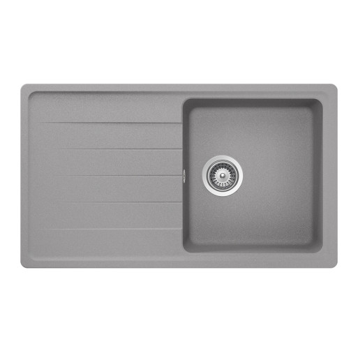 Chiuvetă bucătărie Schock Element D-100 Cristalite Croma 860 x 500 mm, compozit granit, reversibilă, montare pe blat, gri ELED100CROM ELED100CROM  imagine