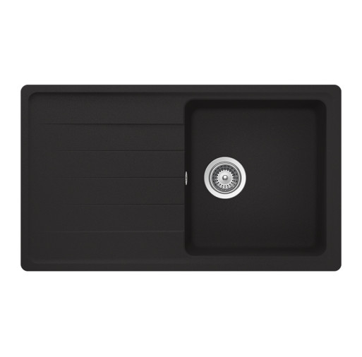 Chiuvetă bucătărie Schock Element D-100 Cristalite Nero 860 x 500 mm, compozit granit, reversibilă, montare pe blat, negru ELED100NERO ELED100NERO imagine