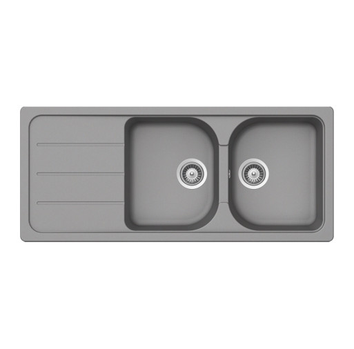 Chiuvetă bucătărie Schock Formhaus D-200 Cristalite Croma 1160 x 500 mm, granit, reversibilă, montare pe blat, gri FOMD200CROM FOMD200CROM imagine