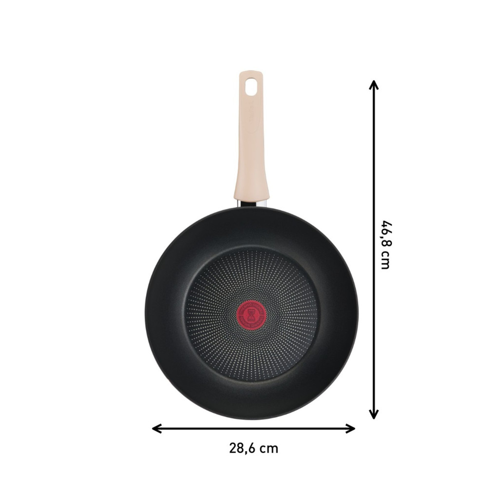 Tigaie wok Tefal Eco-Respect G2541902, 28 cm, aluminiu, înveliș antiaderent Titanium Pro, compatibil cu inducția, tehnologia Thermo-Signal™, bază Thermo-Fusion™, maro -  Tefal G2541902 imagine 1