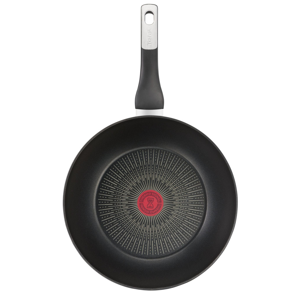 Tigaie Wok Unlimited G2551972, 28 cm, înveliș antiaderent 100% sigur, Titanium Anti-Scratch, Thermo-Signal™, bază Thermo-Fusion™, aluminiu, negru -  Tefal G2551972 imagine 1