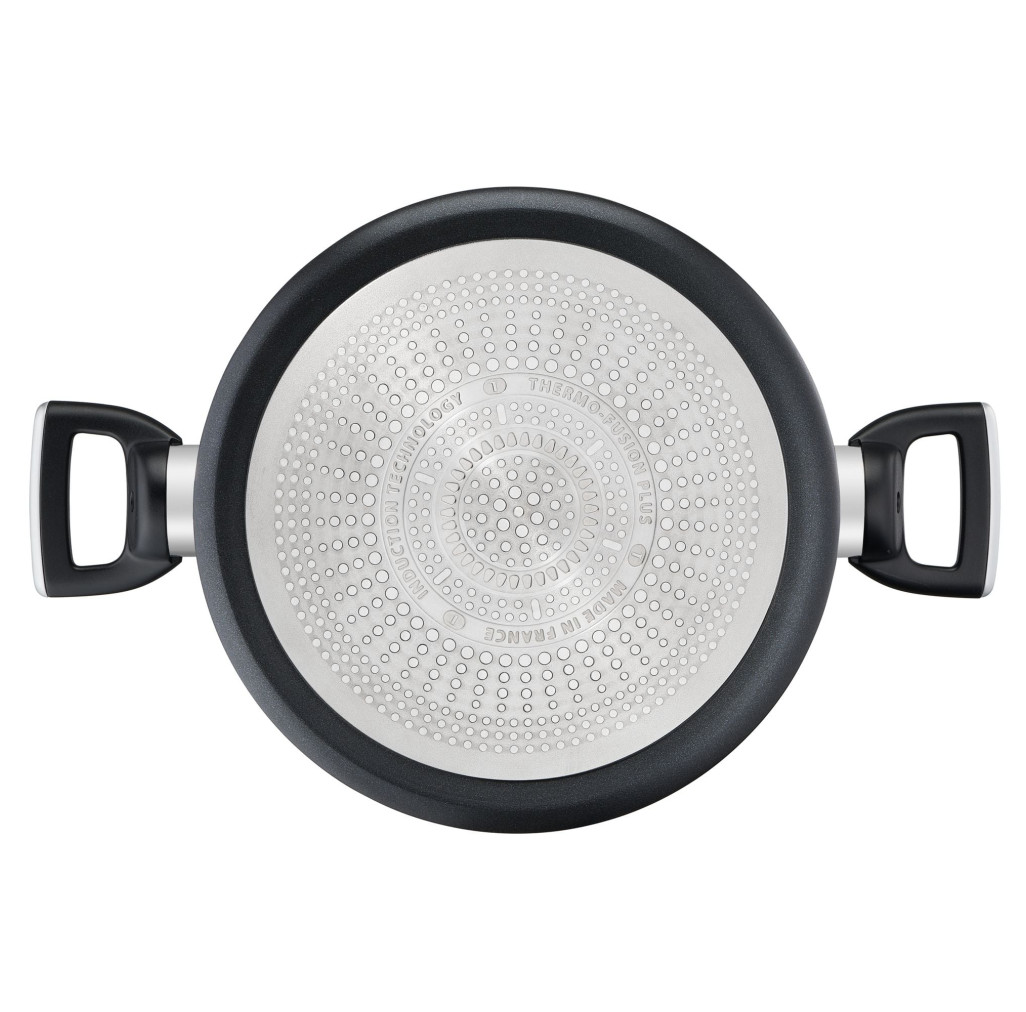 Oală Unlimited G2554672, 24 cm, înveliș antiaderent 100% sigur, Titanium Anti-Scratch, Thermo-Signal™, bază Thermo-Fusion™, aluminiu, negru -  Tefal G2554672 imagine 1