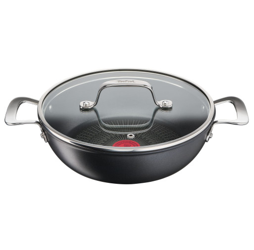 Cratiță Unlimited G2557172, 26 cm, înveliș antiaderent 100% sigur, Titanium Anti-Scratch, Thermo-Signal™, bază Thermo-Fusion™, aluminiu, negru -  Tefal G2557172 imagine