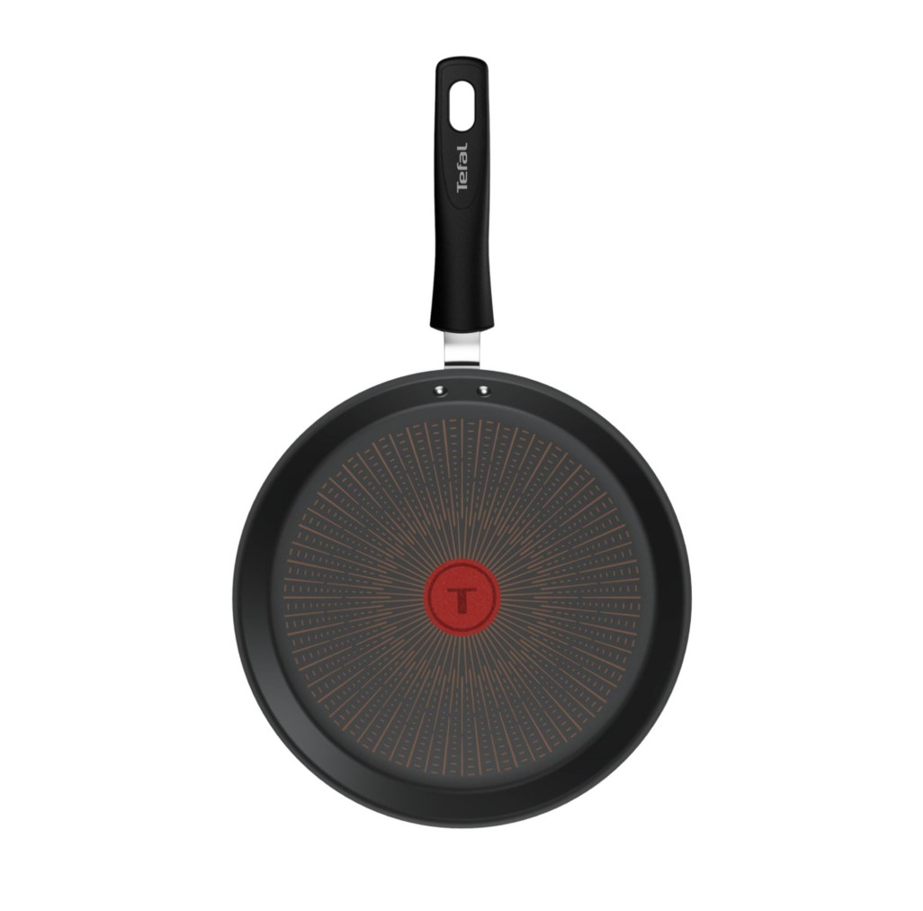 Tigaie pentru clatite Tefal Excellence+ G3303802, 25 cm, invelis antiaderent, tehnologie FUSIONCORE, Thermo-Signal™, maner nituit, aluminiu, inductie, negru -  Tefal G3303802 imagine 1
