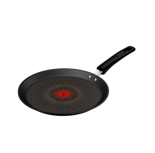 Tigaie pentru clatite Tefal Excellence+ G3303802, 25 cm, invelis antiaderent, tehnologie FUSIONCORE, Thermo-Signal™, maner nituit, aluminiu, inductie, negru -  Tefal G3303802 imagine