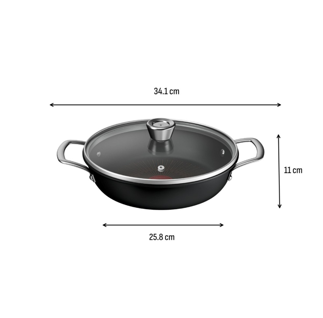 Cratita cu capac Tefal Excellence+ G3308802, 24 cm, invelis antiaderent, tehnologie FUSIONCORE, Thermo-Signal™, manere nituite, aluminiu, inductie, negru -  Tefal G3308802 imagine 1