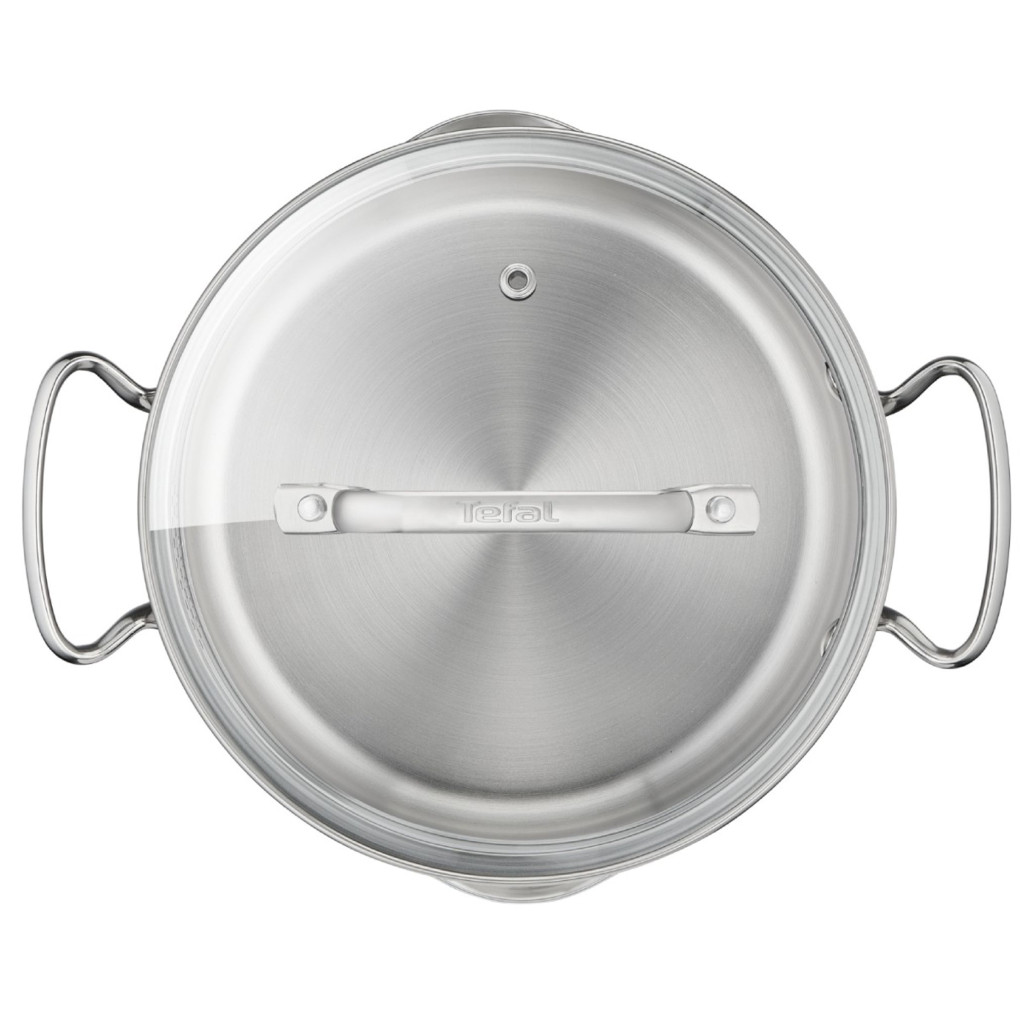 Set de 7 piese Tefal Duetto+ G719S735, oale cu capac de sticlă 16 / 20 / 24 cm, cratiță 16 cm, inducție, inox, mânere nituite, margini turnare, gradații interioare, argintiu -  Tefal G719S735 imagine 1