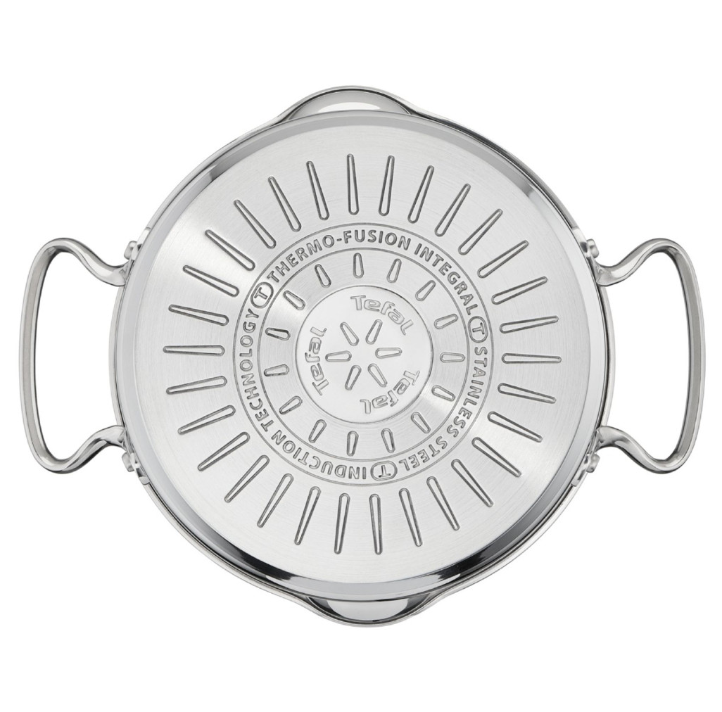 Set de 7 piese Tefal Duetto+ G719S735, oale cu capac de sticlă 16 / 20 / 24 cm, cratiță 16 cm, inducție, inox, mânere nituite, margini turnare, gradații interioare, argintiu -  Tefal G719S735 imagine 1