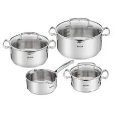 Set de 7 piese Tefal Duetto+ G719S735, oale cu capac de sticlă 16 / 20 / 24 cm, cratiță 16 cm, inducție, inox, mânere nituite, margini turnare, gradații interioare, argintiu G719S735 imagine 27176