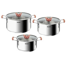 Set 6 piese Tefal Opti'Space G720S674, cratiță 18 cm, oala 20/24 cm, 3 capace de sticlă, oțel inoxidabil, mânere anti-alunecare, inducție G720S674 imagine 27188